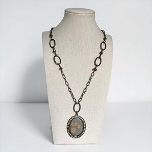 🍬7 for $15🍬 NY Gunmetal Black Brown Czech Glass Necklace CC